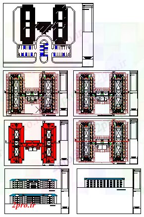 دانلود نقشه دانشگاه ، آموزشکده ، مدرسه ، هنرستان ، خوابگاه - معماری 114 اتاق بلوک خوابگاه طراحی 63 در 69 متر (کد58193)