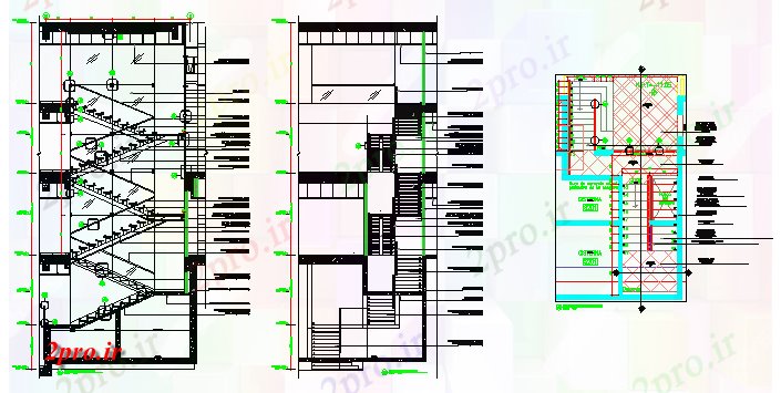 دانلود نقشه  جزئیات آسانسور و   بخش پله طراحی (کد58238)