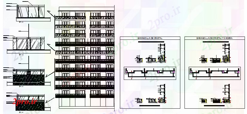 دانلود نقشه  جزئیات آسانسور و   ستون نرده از یک طراحی طراحی پروژه راه پله (کد58247)
