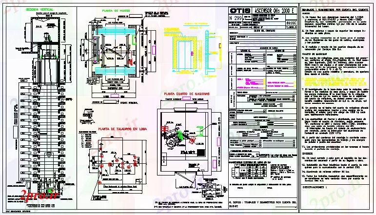 دانلود نقشه  جزئیات آسانسور و   طراحی  اوتیس طراحی (کد58270)