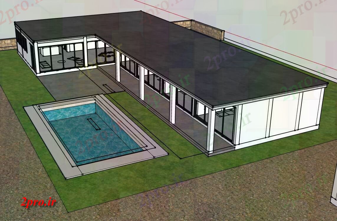 دانلود نقشه طراحی سه بعدی باشگاه شنا (کد58284)