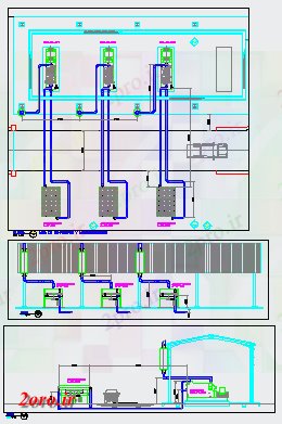 دانلود نقشه ماشین الات کارخانه ژنراتور برق با کولر های هوا جزئیات طراحی (کد58301)