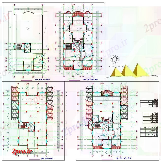 دانلود نقشه جزئیات معماری کار طراحی  از دوقلوها خانه (کد58306)