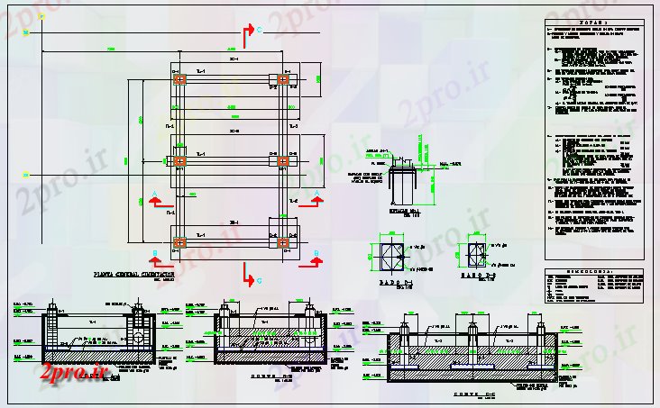 دانلود نقشه جزئیات ساخت و ساز عمومی طراحی طرحی پایه و اساس برج برای طراحی سطل زباله (کد58315)