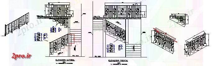 دانلود نقشه جزئیات ساخت و ساز انواع مختلفی از طراحی نرده های (کد58333)
