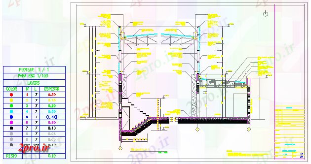 دانلود نقشه  جزئیات آسانسور و   پله مورد طراحی GYM (کد58454)