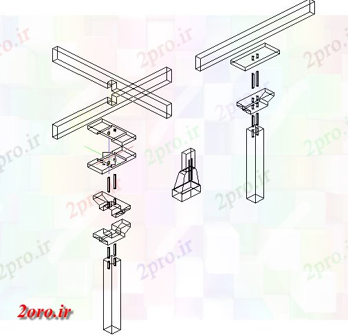 دانلود نقشه جزئیات ساخت و ساز جزئیات ستون های چوبی (کد58509)