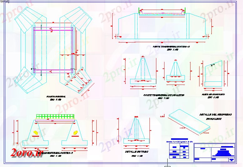 دانلود نقشه جزئیات ساخت و ساز جزئیات پل موقت نظامی زدن (کد58510)