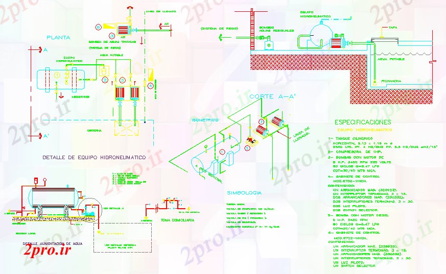 دانلود نقشه جزئیات ساخت و ساز جزئیات hydorpneumatic (کد58512)