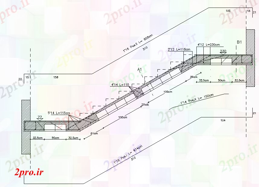 دانلود نقشه  جزئیات آسانسور و    راه پله (کد58525)