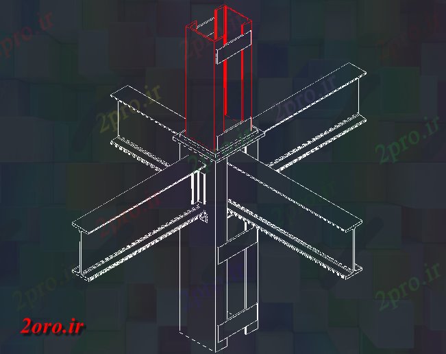 دانلود نقشه جزئیات ساخت و ساز اتصال جزئیات از ستون با پرتوهای (کد58542)