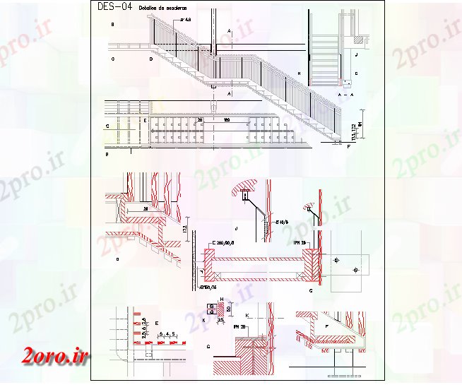 دانلود نقشه جزئیات ساخت و ساز پله در etract (کد58549)