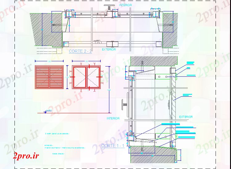 دانلود نقشه جزئیات طراحی در و پنجره  جزئیات پنجره فولاد (کد58620)