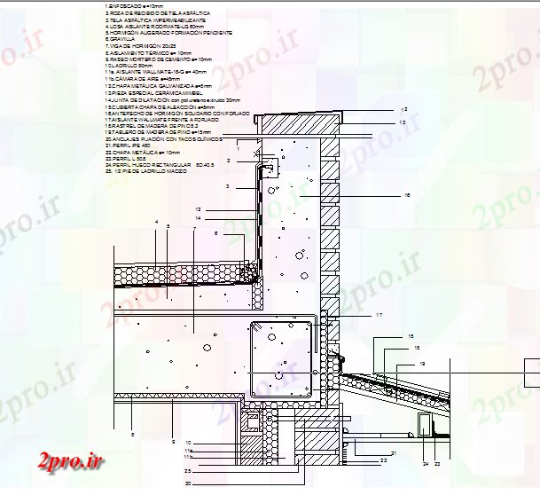 دانلود نقشه جزئیات معماری نرده های ساختمانی در تفاوت سقف حتی زمین (کد58623)