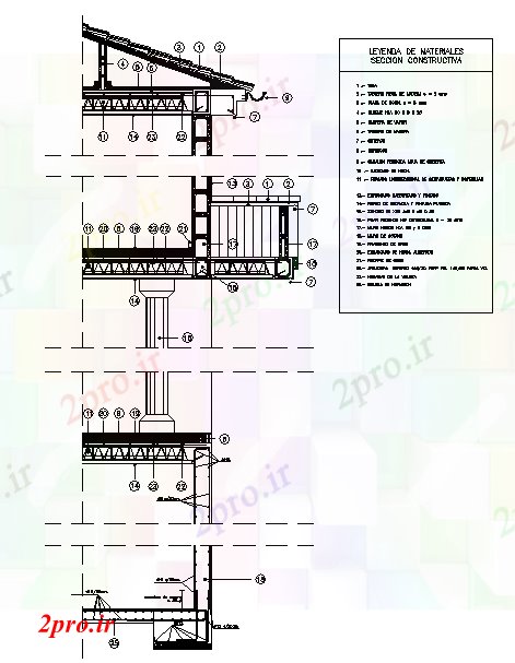 دانلود نقشه پلان مقطعی کاشی سقف (کد58641)