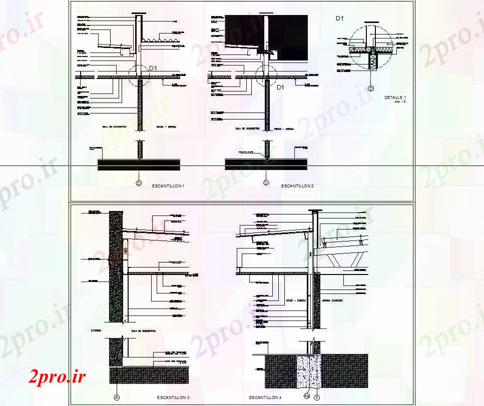 دانلود نقشه جزئیات ساخت و ساز جزئیات ساخت و ساز آکوستیک درب کشویی (کد58669)