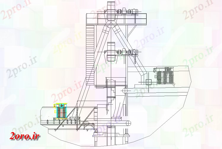 دانلود نقشه ماشین الات کارخانه طرحی ماشین آلات با نما (کد58694)