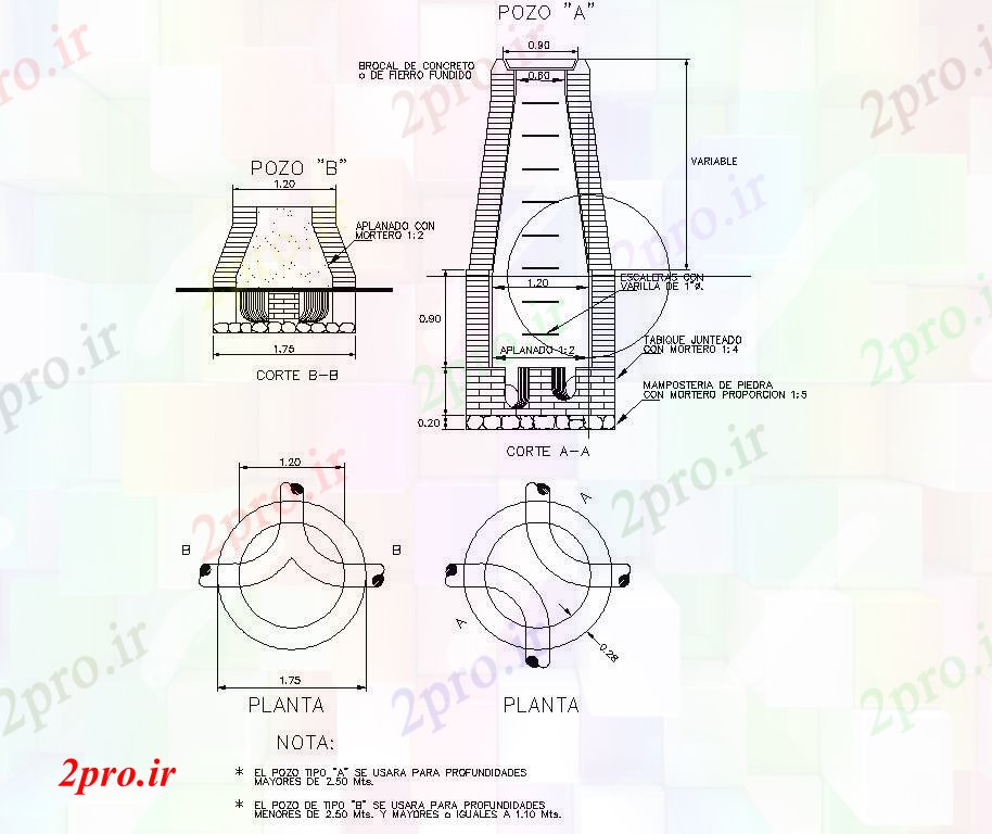 دانلود نقشه جزئیات ساخت و ساز جزئیات زهکشی سوراخ ادم رو (کد58700)