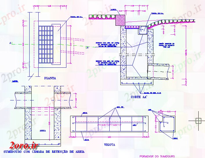 دانلود نقشه جزئیات ساخت و ساز جزئیات تخلیه (کد58753)