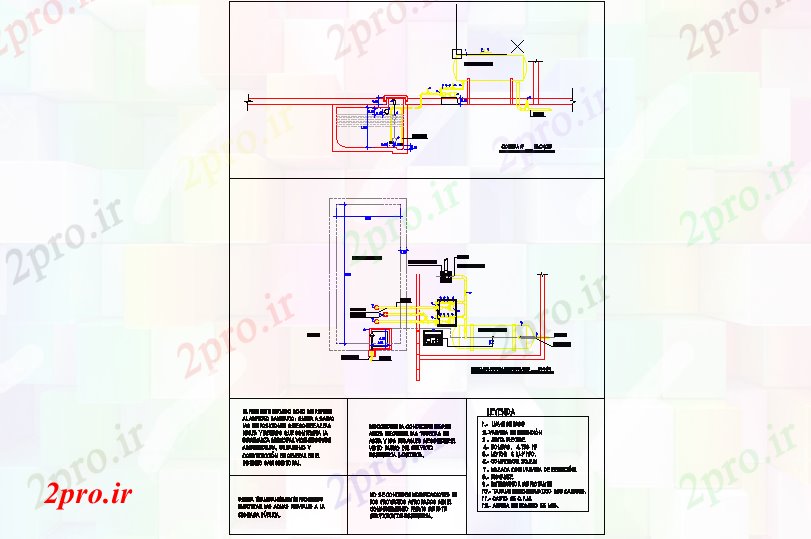 دانلود نقشه جزئیات ساخت و ساز جزئیات آبی مخزن پنوماتیک (کد58769)