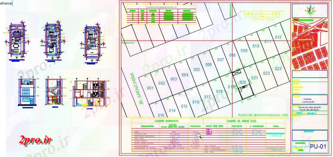 دانلود نقشه مسکونی ، ویلایی ، آپارتمان معماری خانه 3 سطح 4 در 10 متر (کد58773)