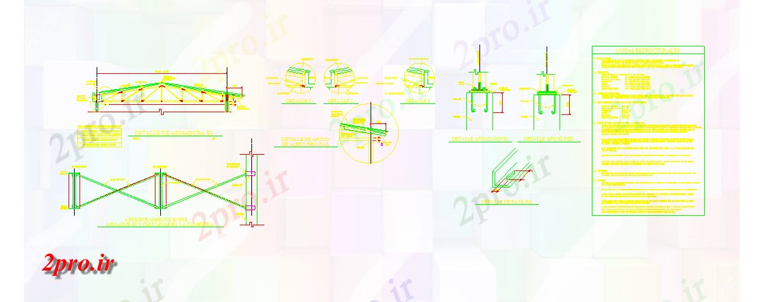 دانلود نقشه جزئیات ساخت و ساز جزئیات سقف Mettalic (کد58774)