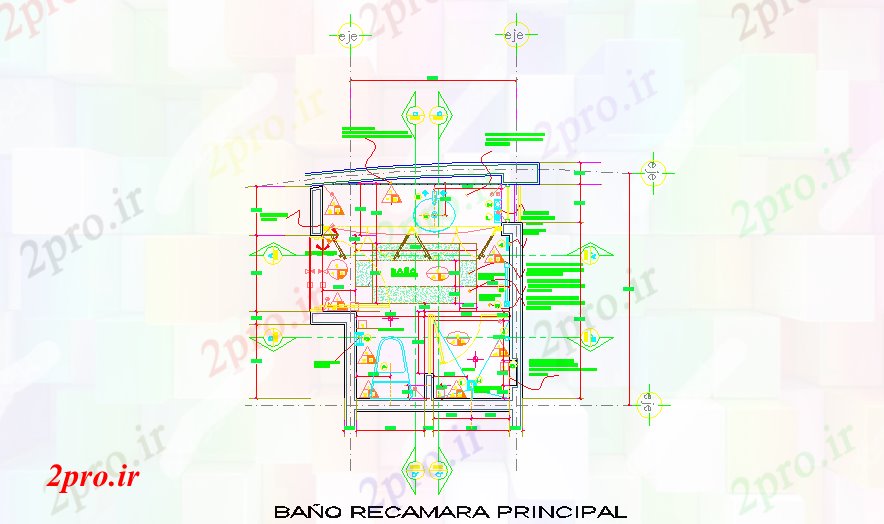 دانلود نقشه جزئیات ساخت و ساز جزئیات از حمام در کارخانه (کد58775)