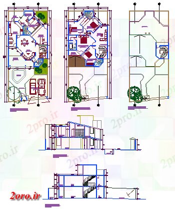 دانلود نقشه مسکونی ، ویلایی ، آپارتمان مسکن شهری طراحی 11 در 25 متر (کد58790)