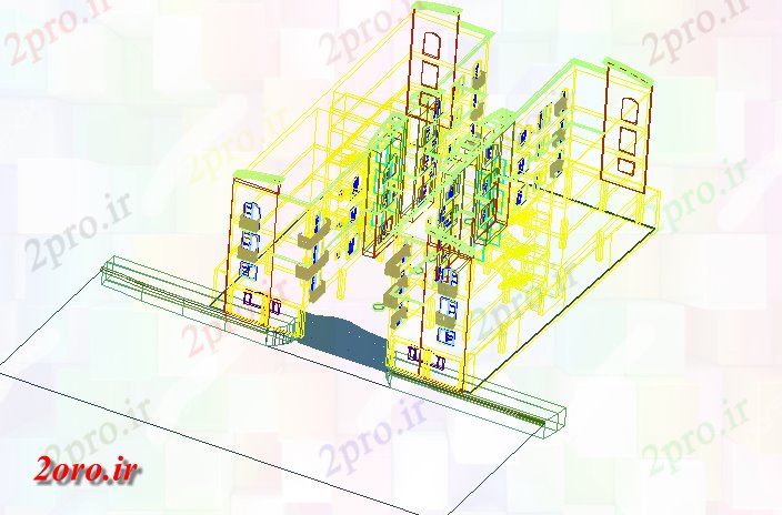 دانلود نقشه ساختمان اداری - تجاری - صنعتی  تریدی از یک ساختمان تجاری (کد58820)