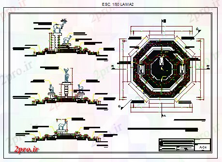 دانلود نقشه جزئیات معماری طراحی چشمه در میادین اصلی (کد58841)