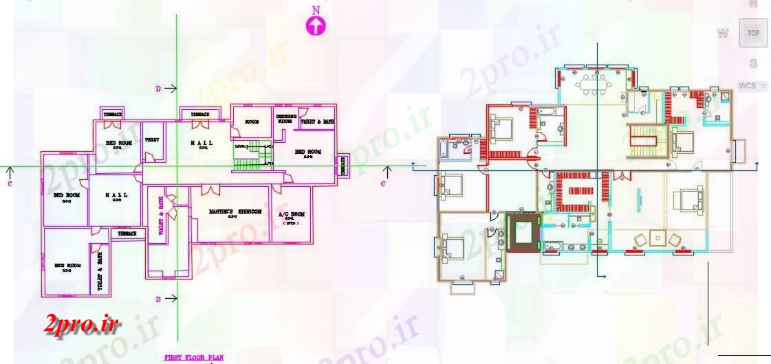 دانلود نقشه خانه های کوچک ، نگهبانی ، سازمانی - طرحی مبلمان ویلا 19 در 28 متر (کد58848)