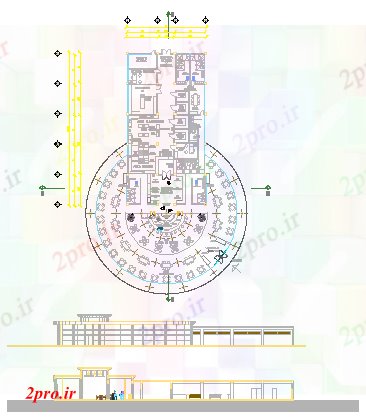 دانلود نقشه هتل - رستوران - اقامتگاه بار، رستوران و باشگاه طراحی 16 در 48 متر (کد58876)