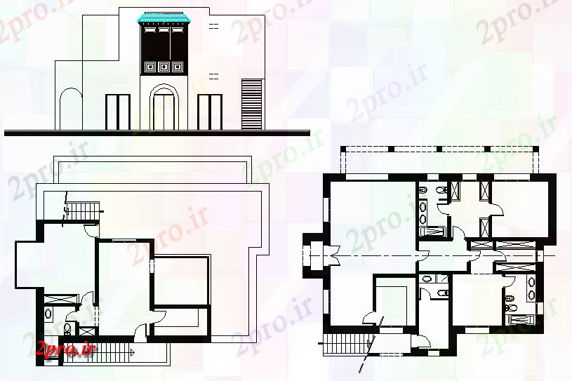 دانلود نقشه ویلا در دریاچه 13 در 16 متر (کد58905)