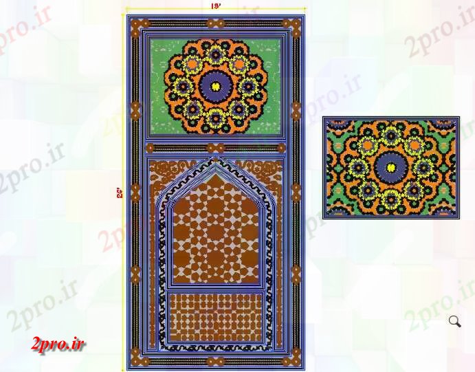 دانلود نقشه معماری معروف طراحی نقوش اسلامی (کد58910)
