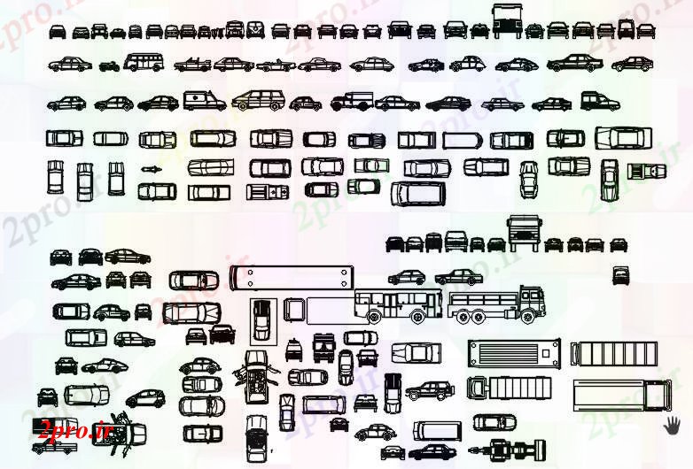 دانلود نقشه بلوک وسایل نقلیه بلوک های اتومبیل (کد58939)