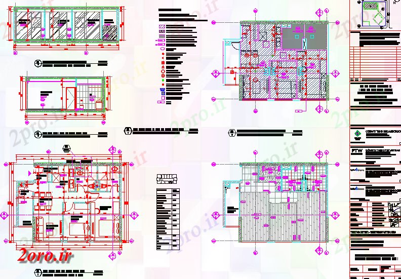 دانلود نقشه جزئیات یک آپارتمان با نماات سمت 15 در 20 متر (کد58966)