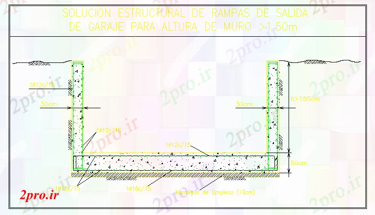 دانلود نقشه جزئیات ساخت و ساز جزئیات راه حل ساختاری از یک گاراژ رمپ (کد58986)
