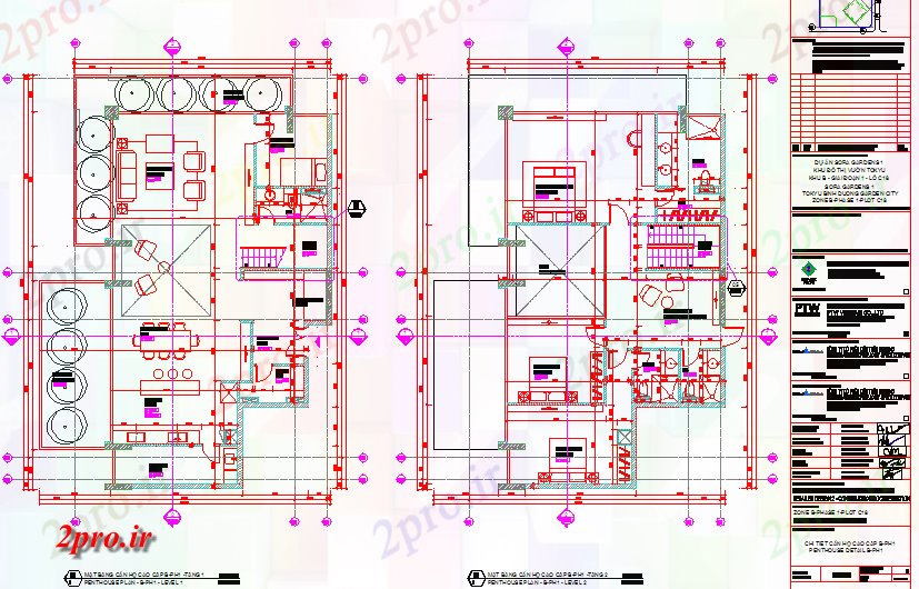 دانلود نقشه خانه های کوچک ، نگهبانی ، سازمانی - طراحی مبلمان از پنت هاوس 11 در 18 متر (کد58990)