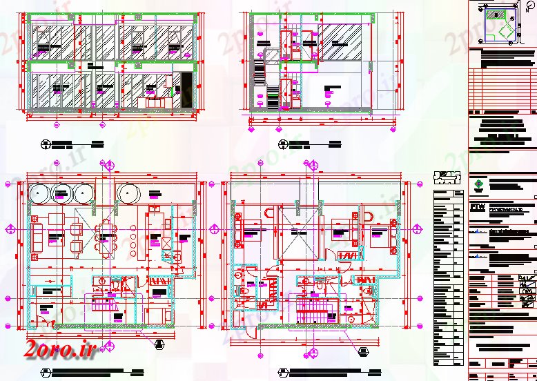 دانلود نقشه خانه های کوچک ، نگهبانی ، سازمانی - پنت هاوس مبلمان طرحی و نما جزئیات 11 در 13 متر (کد58996)