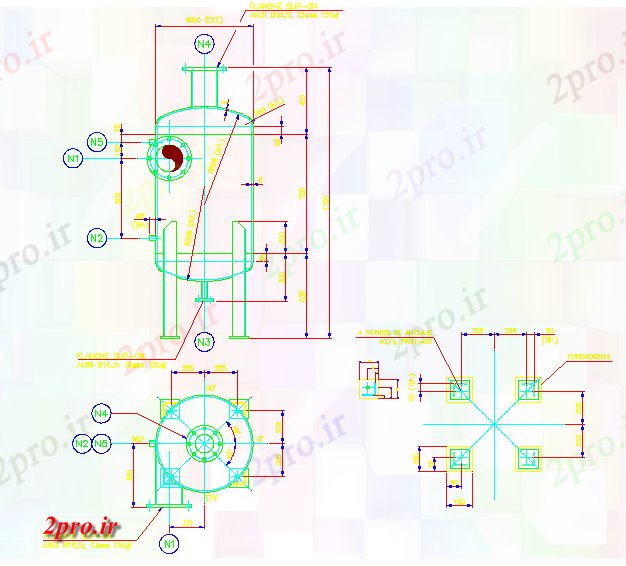 دانلود نقشه جزئیات ساخت و ساز ذخیره سازی در فلش تغلیظ  (کد59009)