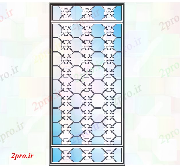 دانلود نقشه جزئیات ساخت و ساز جزئیات یک شیشه ای رنگ آمیزی (کد59026)