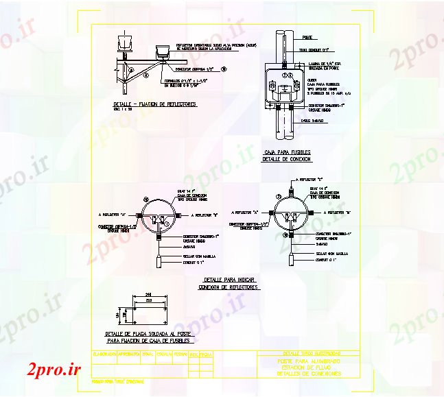 دانلود نقشه جزئیات ساخت و ساز جزئیات اتصالات پست (کد59031)