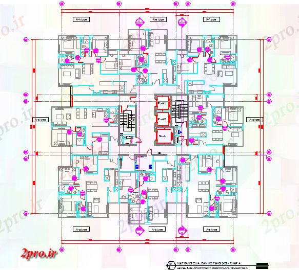 دانلود نقشه خانه های کوچک ، نگهبانی ، سازمانی - طرحی درب پنت هاوس 9 در 18 متر (کد59040)