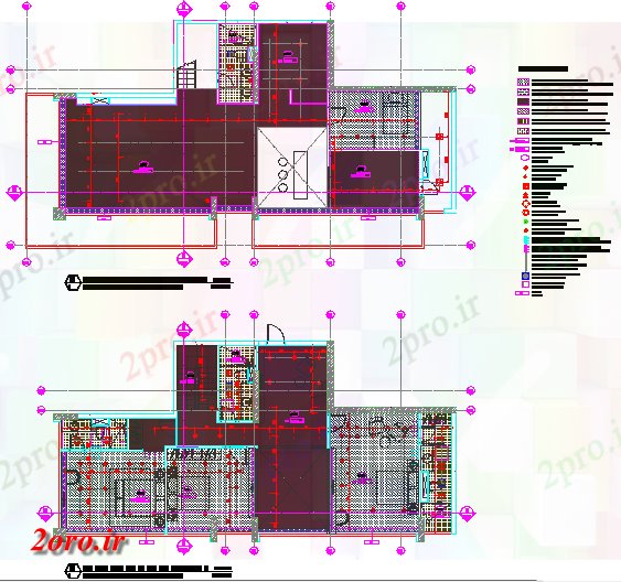 دانلود نقشه خانه های کوچک ، نگهبانی ، سازمانی - طرحی از پنت هاوس جزئیات الکتریکی 11 در 21 متر (کد59046)