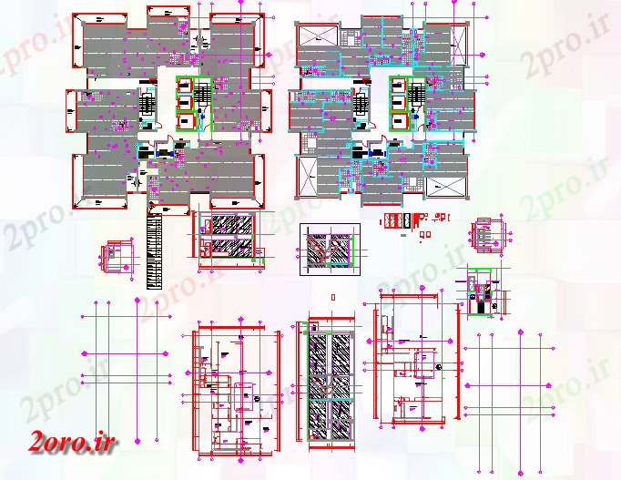 دانلود نقشه خانه های کوچک ، نگهبانی ، سازمانی - جزئیات کف پنت هاوس 10 در 19 متر (کد59047)