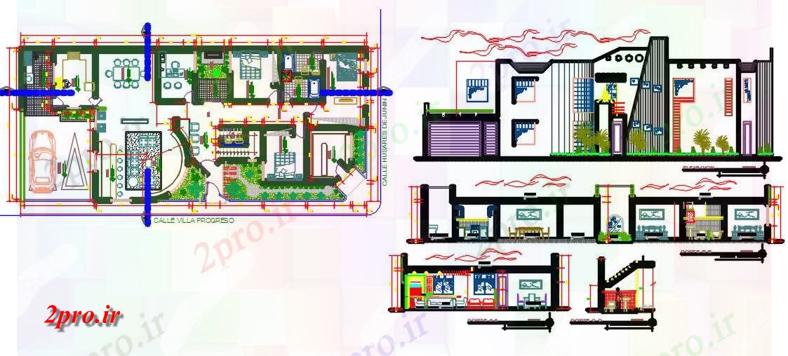 دانلود نقشه خانه مسکونی ، ویلازندگی طبقه 11 در 24 متر (کد59065)