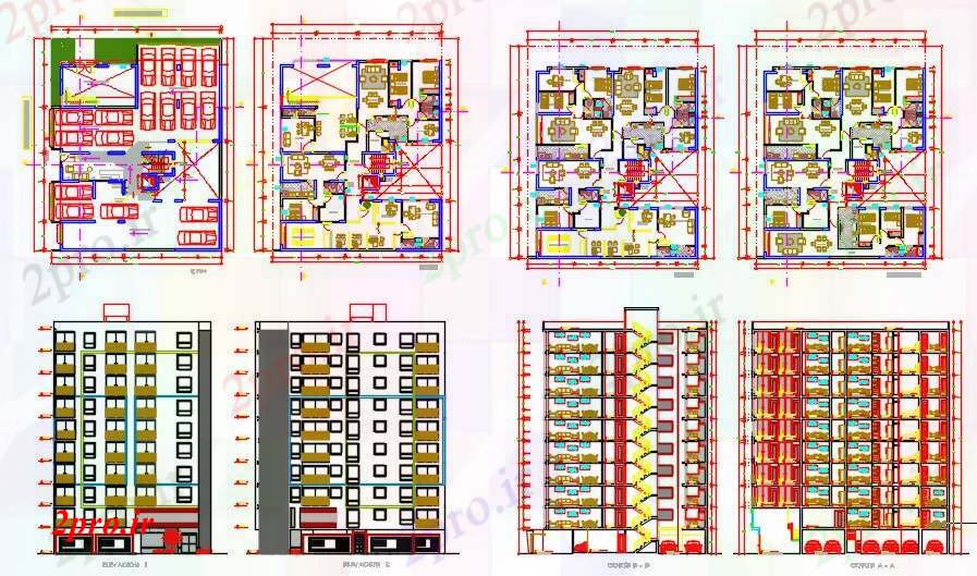 دانلود نقشه ساختمان اداری - تجاری - صنعتی ساختمان های تجاری و مسکونی (کد59071)