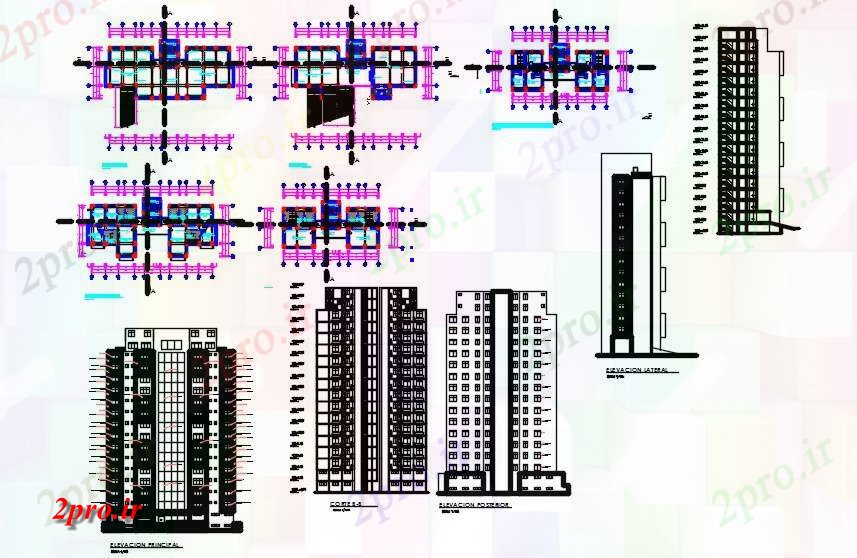دانلود نقشه ساختمان مرتفعدولت سازی واقعی 11 در 26 متر (کد59097)