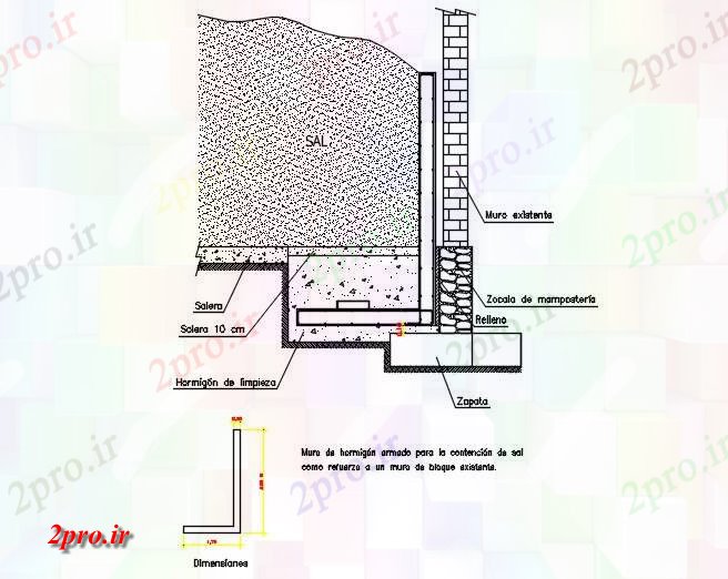 دانلود نقشه جزئیات ساخت و ساز مشاجره دیوار نمک (کد59125)