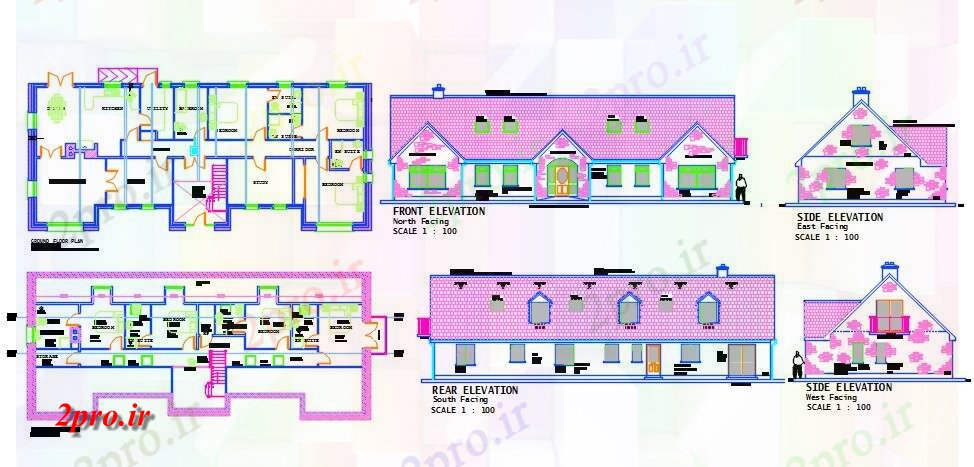 دانلود نقشه مسکونی ، ویلایی ، آپارتمان خانه طراحی نوع A 10 در 23 متر (کد59136)